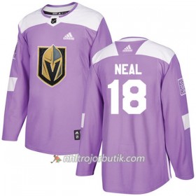 Män Ishockey Vegas Golden Knights Tröja James Neal 18 Adidas 2017-2018 Lila Fights Cancer Practice Authentic